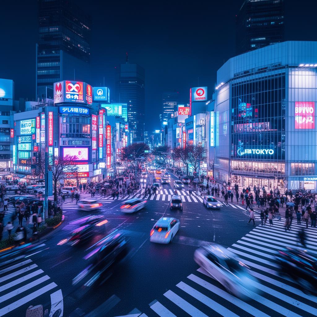 Tokyo à noite — luzes neon de Shibuya e arranha-céus de Shinjuku